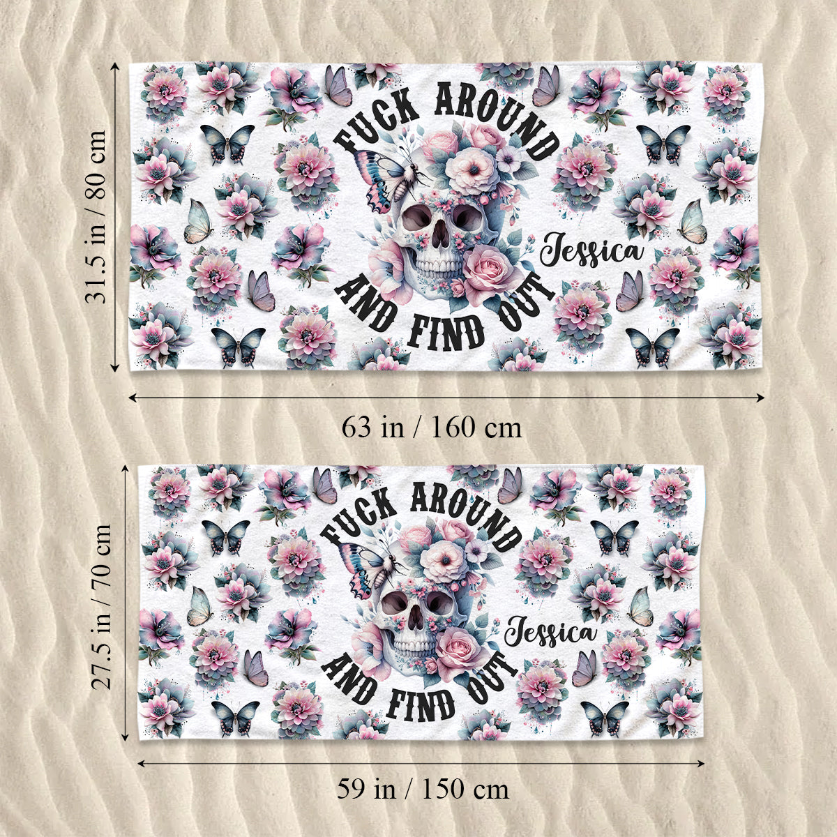 Fuck Around and Find Out - Personalized Skull Quick-dry Beach Towel/ Bath Towel