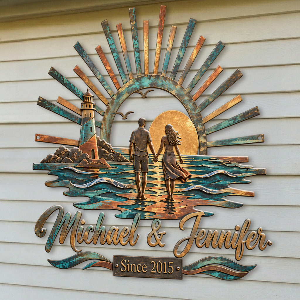 You're My Forever Lighthouse - Personalized Couple 3D Printed Cut Metal Sign