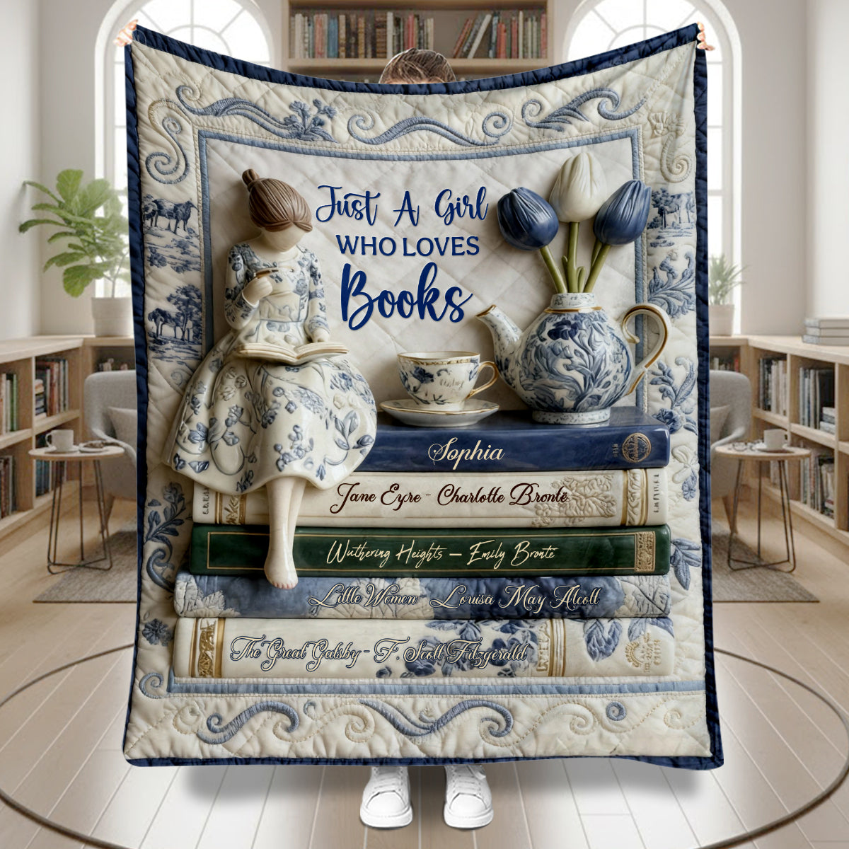 Just A Girl Who Loves Books - Personalized Book Blanket