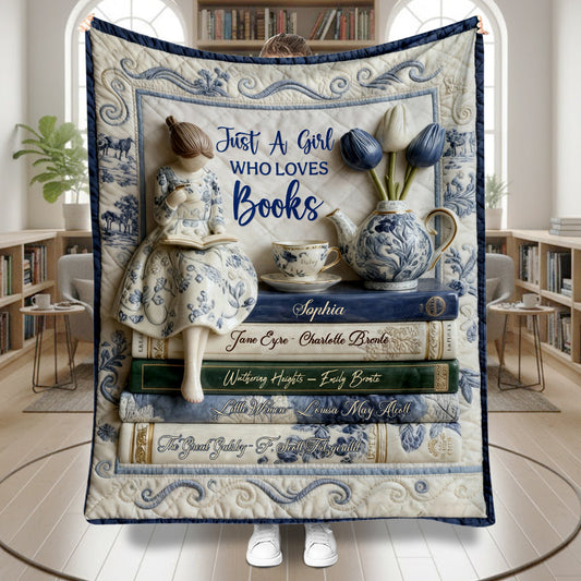 Just A Girl Who Loves Books - Personalized Book Blanket