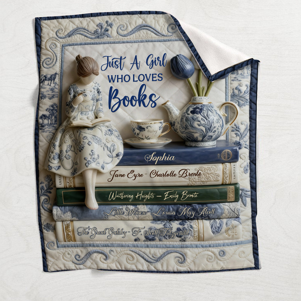 Just A Girl Who Loves Books - Personalized Book Blanket