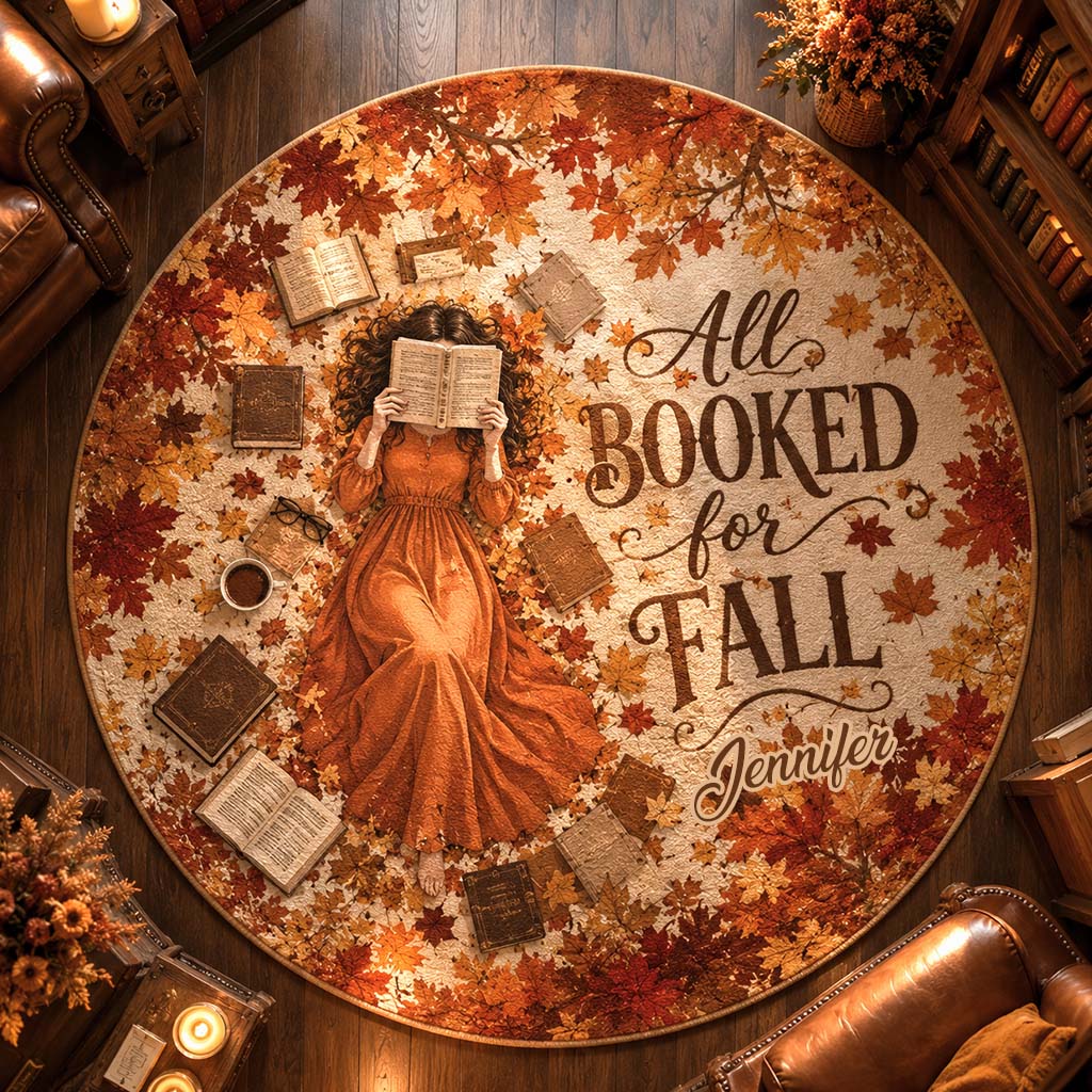 All Booked For Fall - Personalized Book Non-Slip Tufted Rug