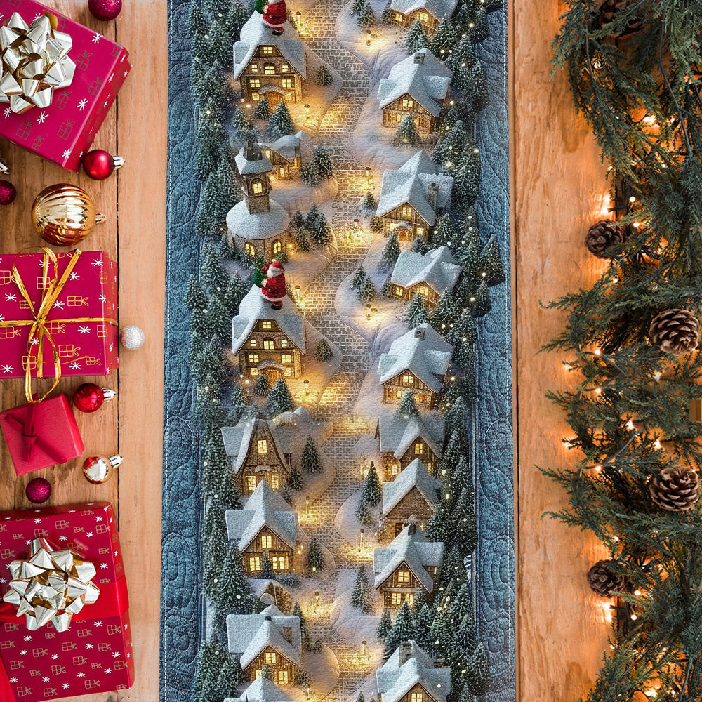 Village de Noël - Chemin de table de Noël personnalisé