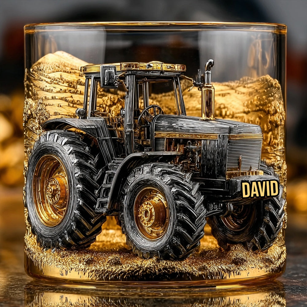Strong Farmer - Personalized Tractor Whiskey Glass