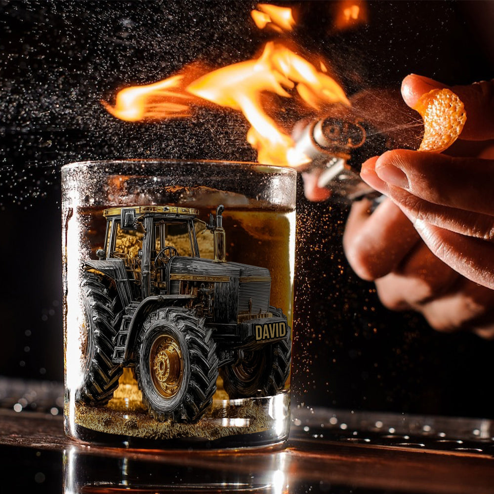 Strong Farmer - Personalized Tractor Whiskey Glass