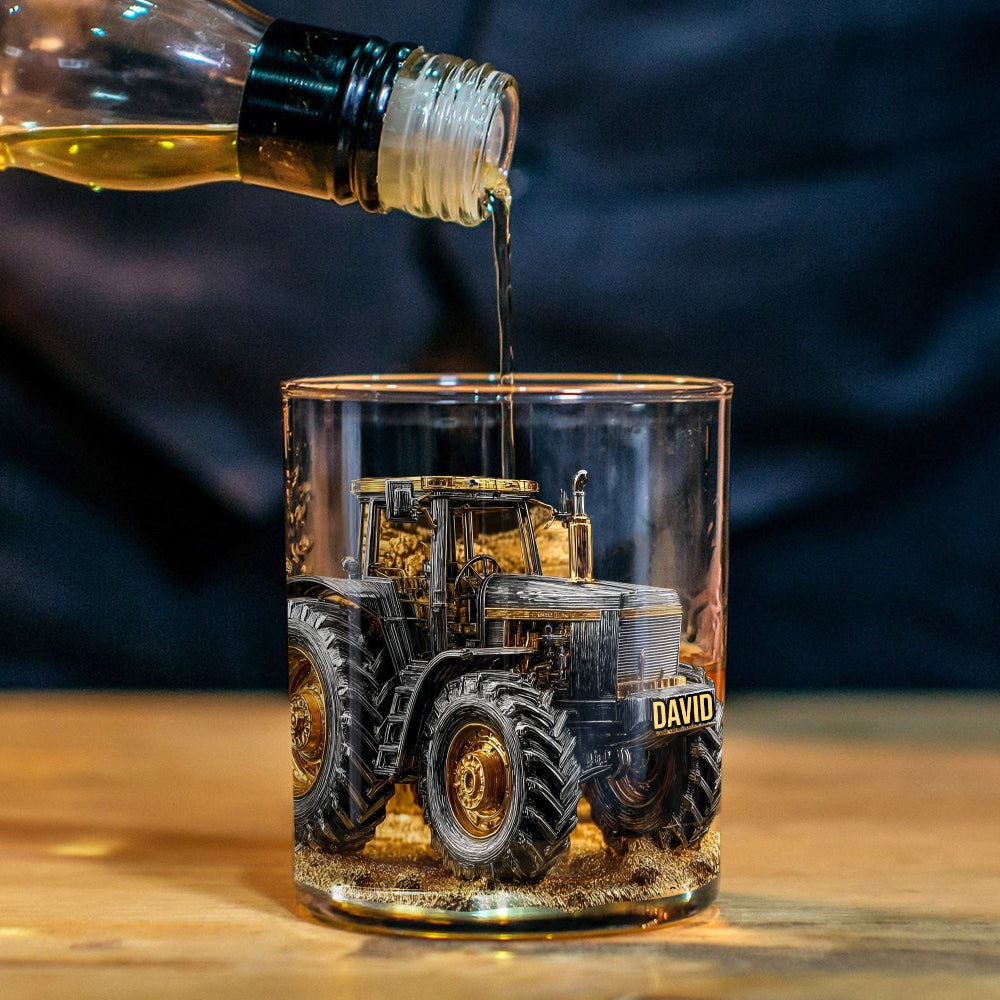 Strong Farmer - Personalized Tractor Whiskey Glass