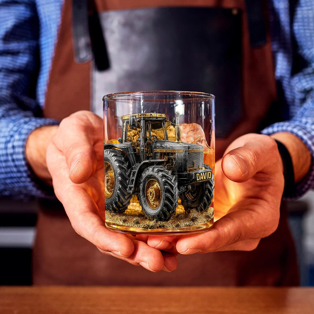 Strong Farmer - Personalized Tractor Whiskey Glass