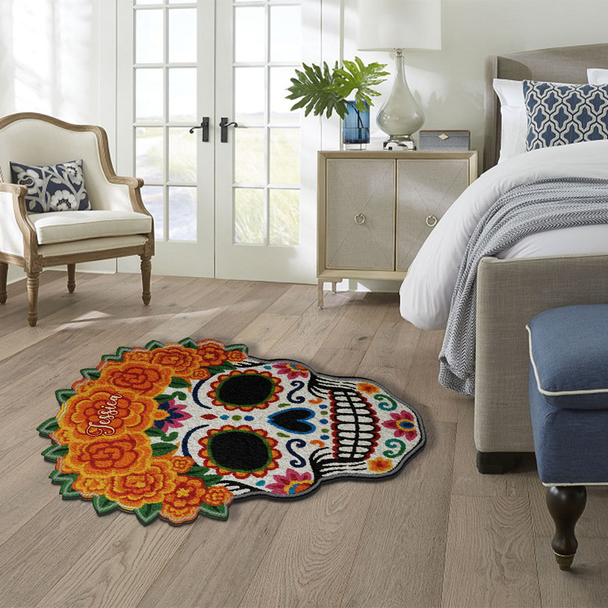 Día de Muertos, Day Of The Death - Personalized Latina Women Non-Slip Tufted Rug