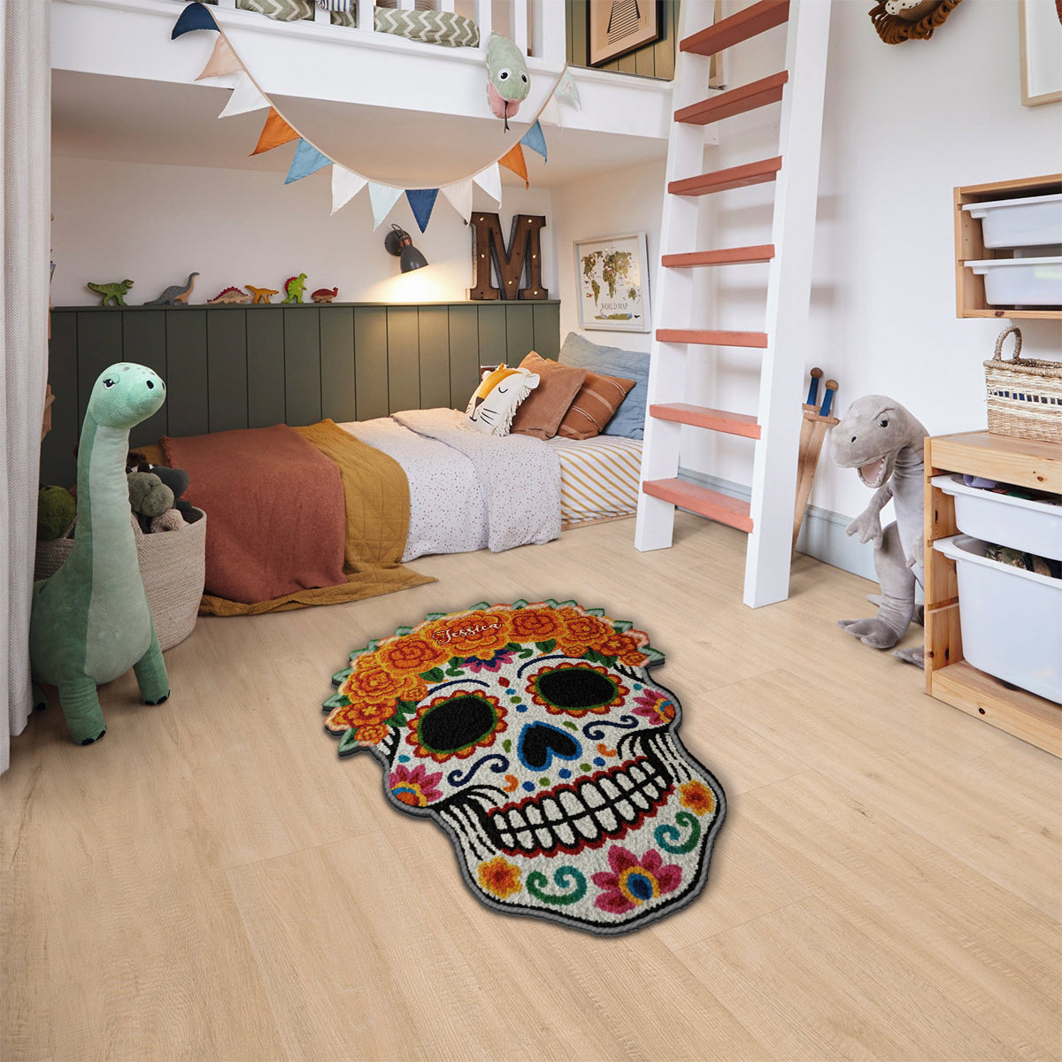 Día de Muertos, Day Of The Death - Personalized Latina Women Non-Slip Tufted Rug