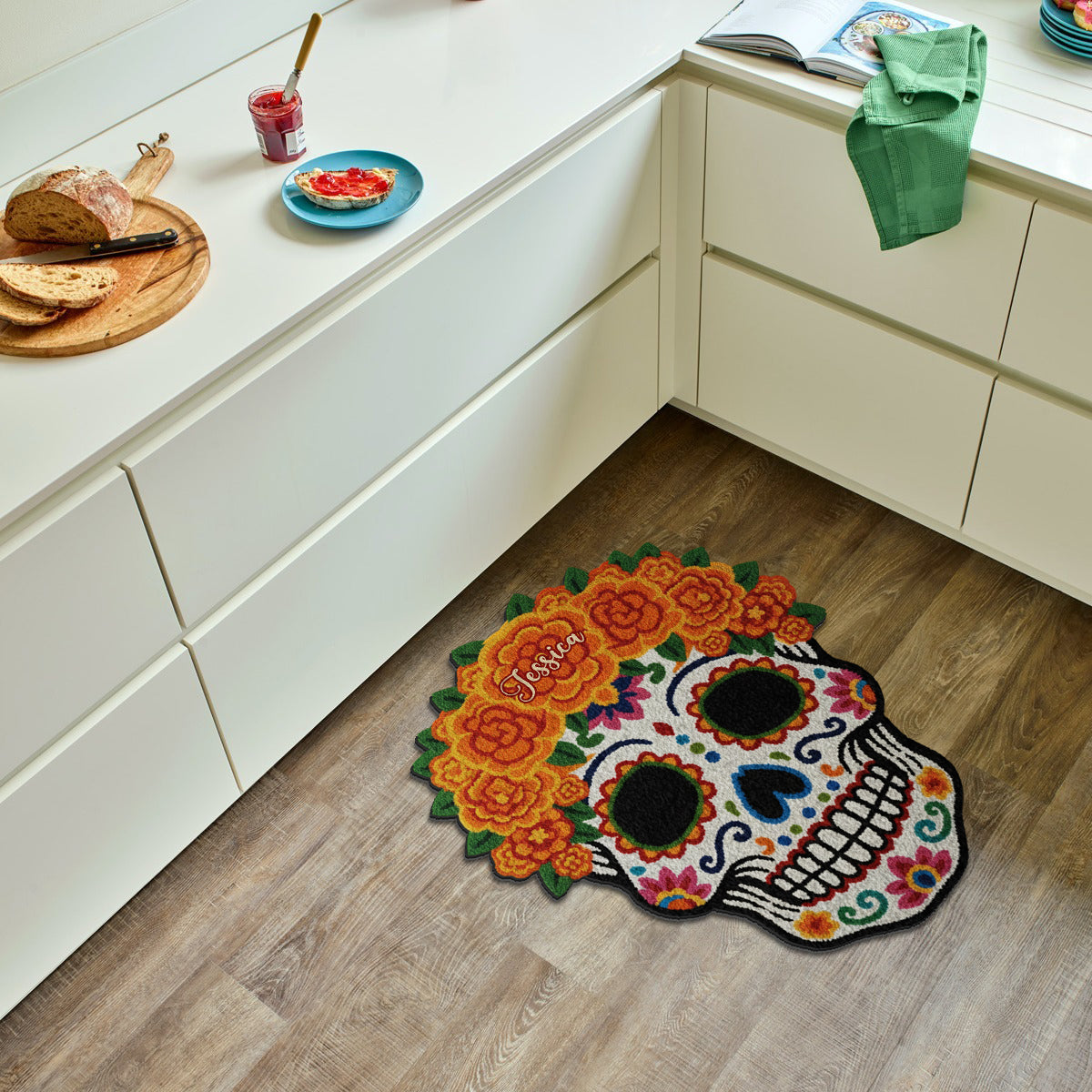 Día de Muertos, Day Of The Death - Personalized Latina Women Non-Slip Tufted Rug