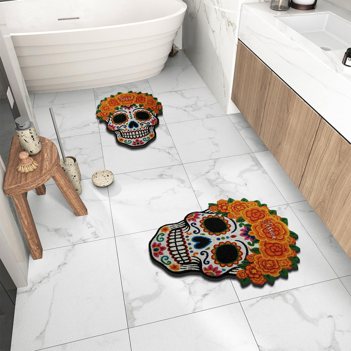 Día de Muertos, Day Of The Death - Personalized Latina Women Non-Slip Tufted Rug