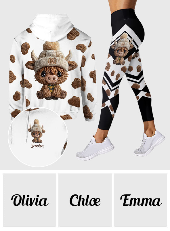 Adorable Highland Cow - Personalized Highland Cow Hoodie and Leggings