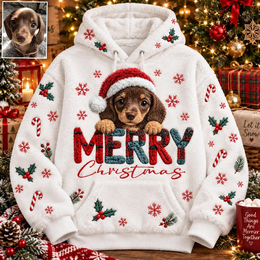 Joyeux Noël - Sweat à Capuche Fleece Personnalisé pour Chien
