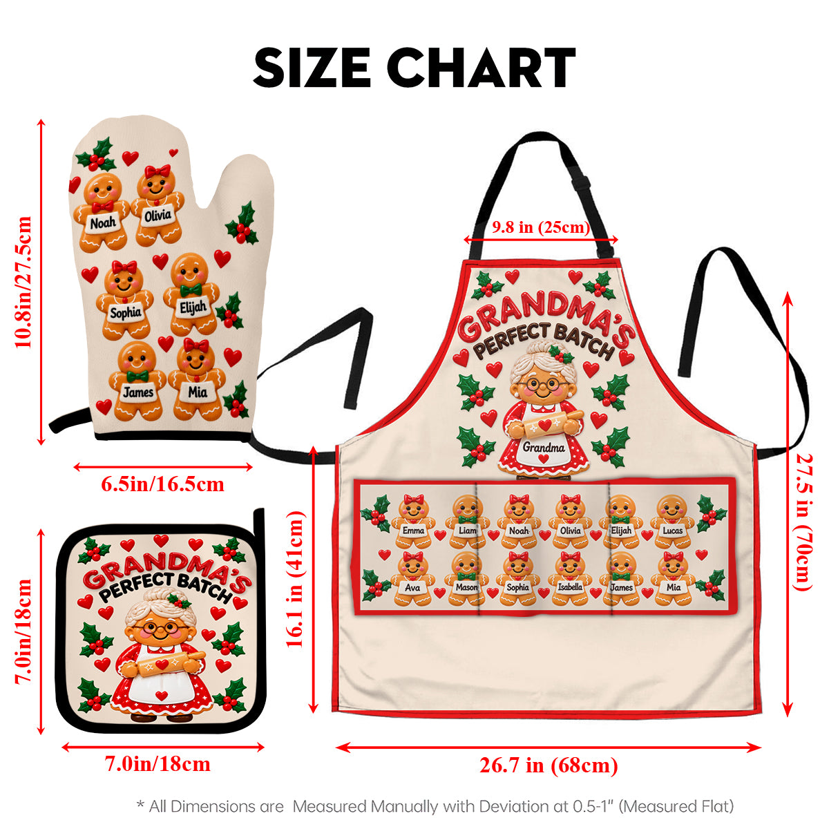 Grandma's Perfect Batch - Personalized Grandma Apron, Oven Mitts & Pot Holder