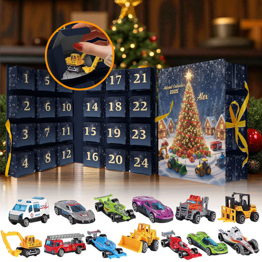Christmas Vehicle - Personalized Kid Folded Advent Calendar With Ornaments