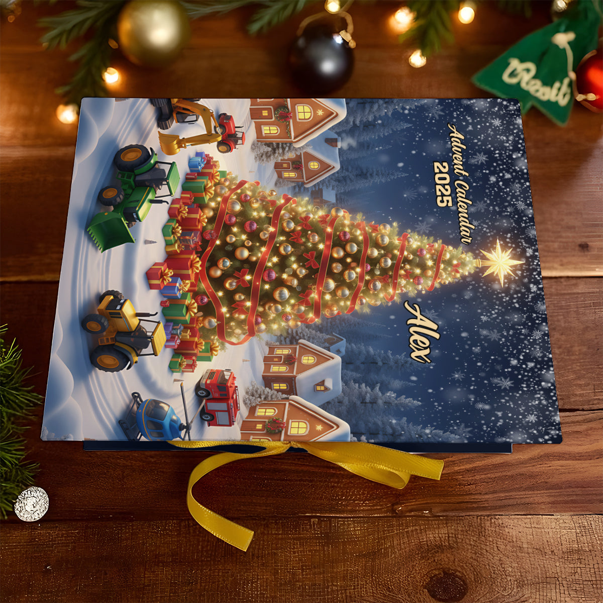 Christmas Vehicle - Personalized Kid Folded Advent Calendar With Ornaments