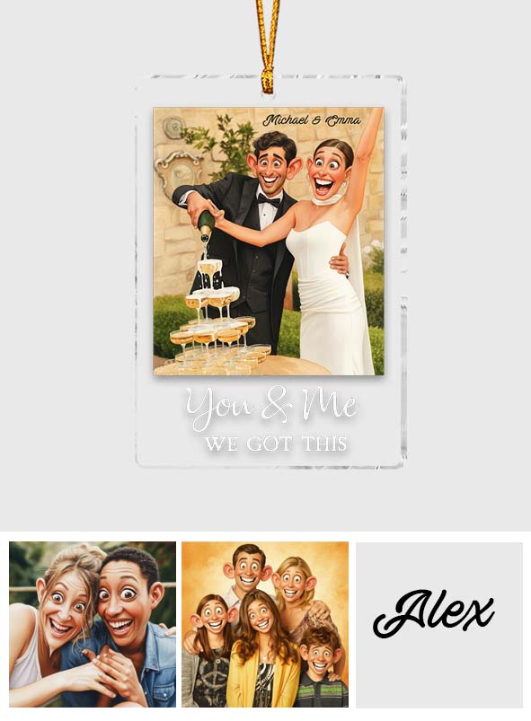 Ornement personnalisé pour couple, style caricature