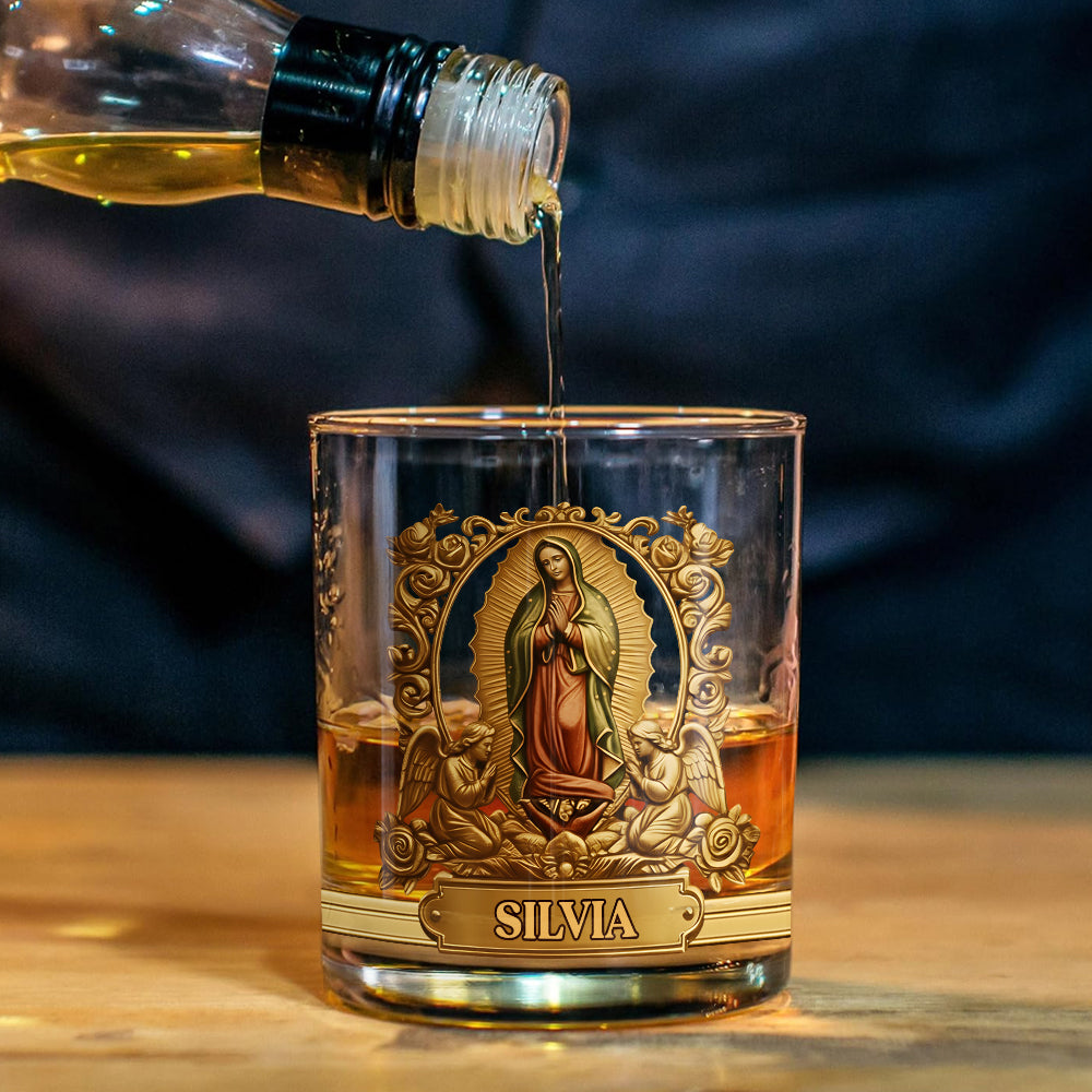 Our Lady Of Guadalupe - Personalized Christian Whiskey Decanter Set