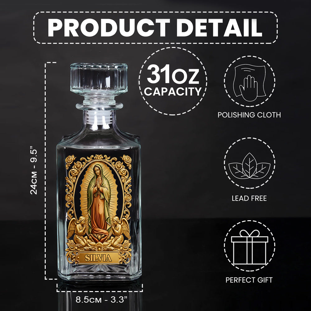 Our Lady Of Guadalupe - Personalized Christian Whiskey Decanter Set