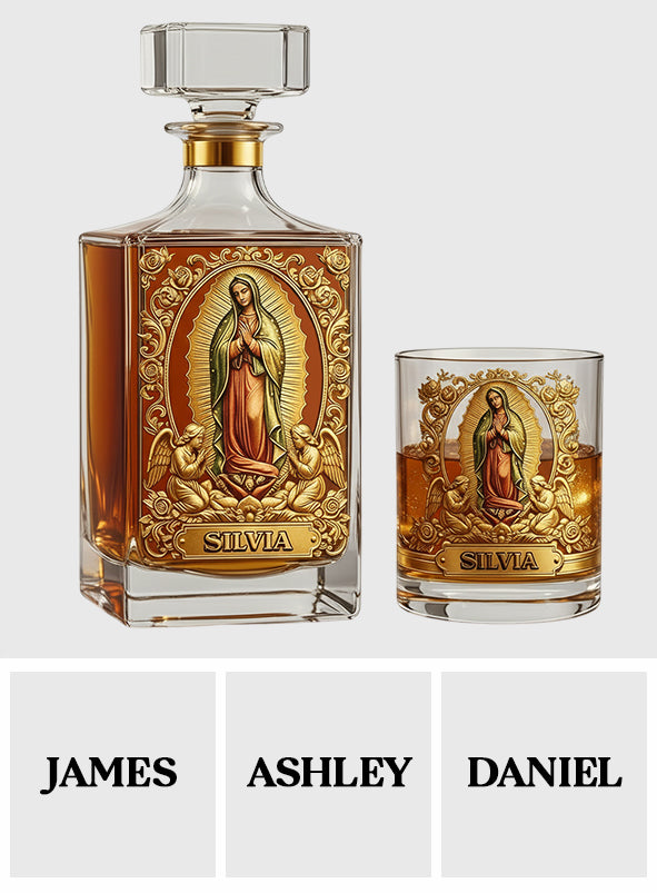 Our Lady Of Guadalupe - Personalized Christian Whiskey Decanter Set