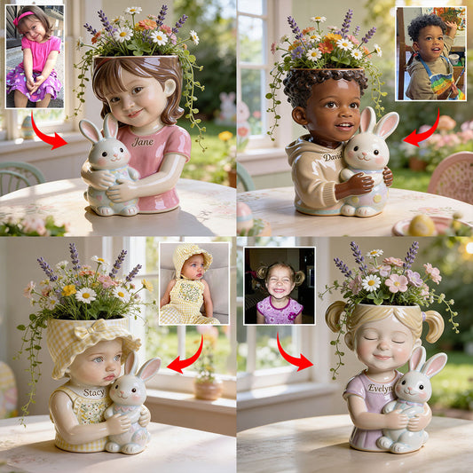 Custom Any Photo, Easter's Day - Personalized Kid Acrylic Pot & Stake