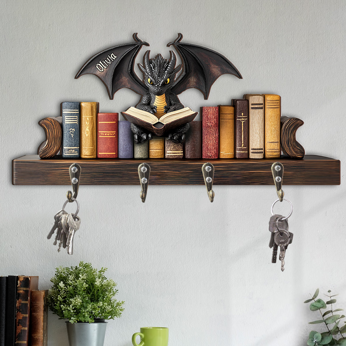 I'm A Bookdragon - Personalized Book Custom Shaped Key Rack
