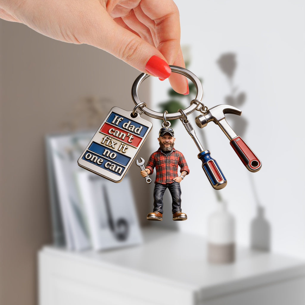 Personalisierter Foto-Schlüsselanhänger für Väter mit Charms