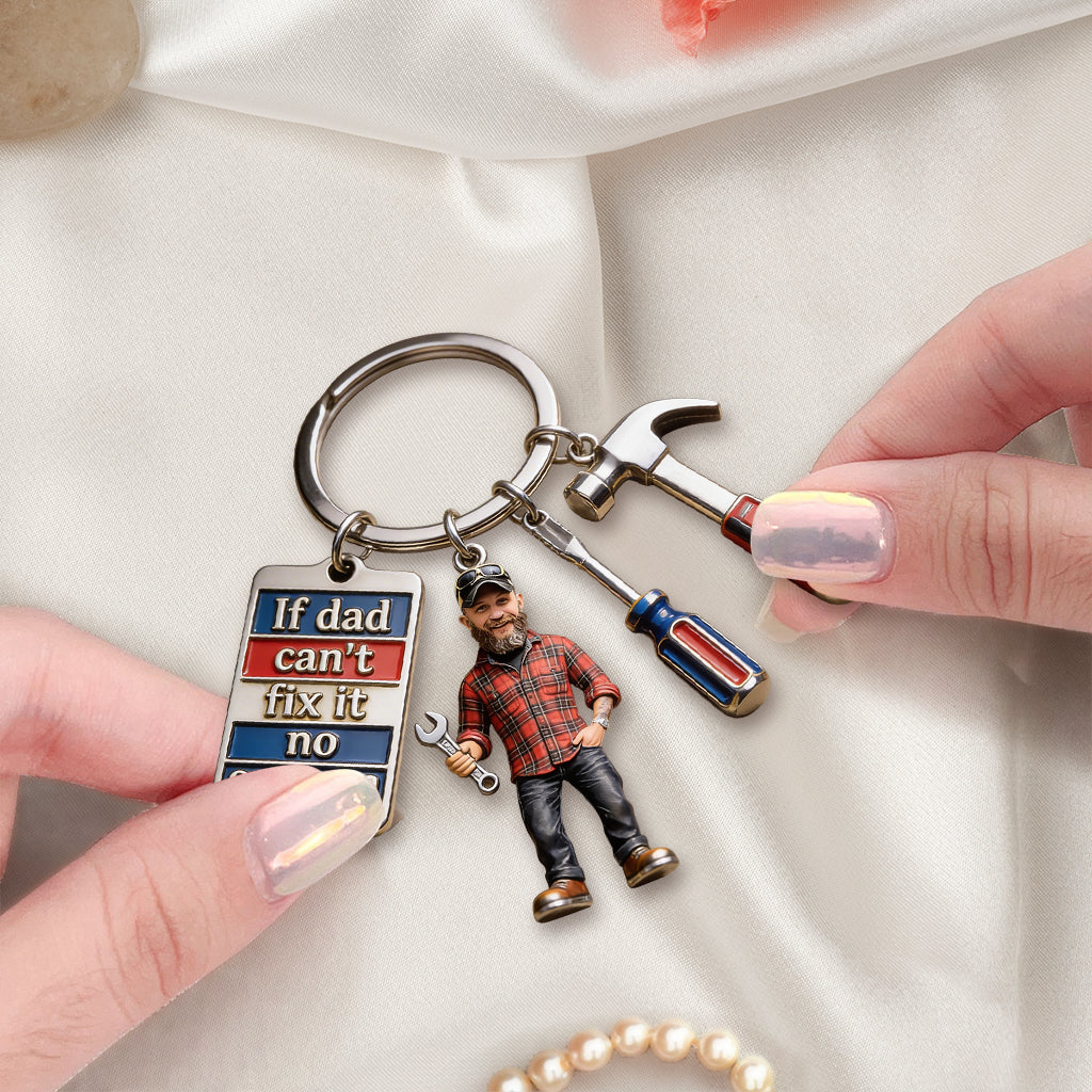 Personalisierter Foto-Schlüsselanhänger für Väter mit Charms