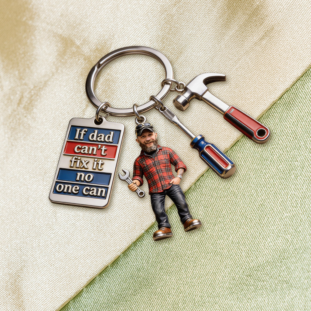 Personalisierter Foto-Schlüsselanhänger für Väter mit Charms