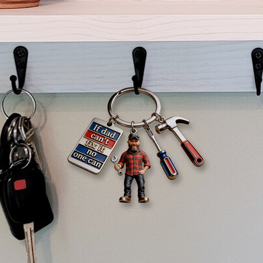 Personalisierter Foto-Schlüsselanhänger für Väter mit Charms