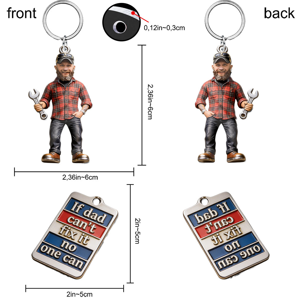 Personalisierter Foto-Schlüsselanhänger für Väter mit Charms
