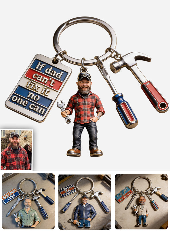 Personalisierter Foto-Schlüsselanhänger für Väter mit Charms