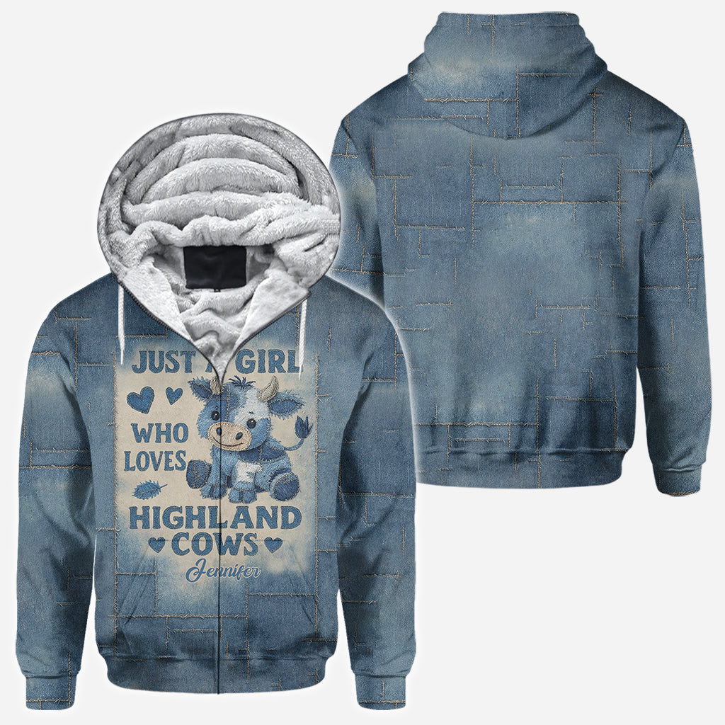 Einfach ein Mädchen, das Hochlandrinder liebt – personalisiertes T-Shirt mit Hochlandrind-Motiv