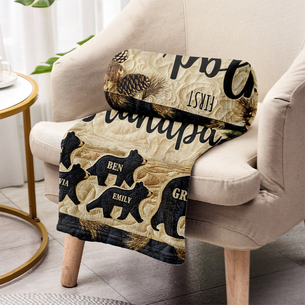 First Dad Now Grandpa - Personalized Grandpa Blanket