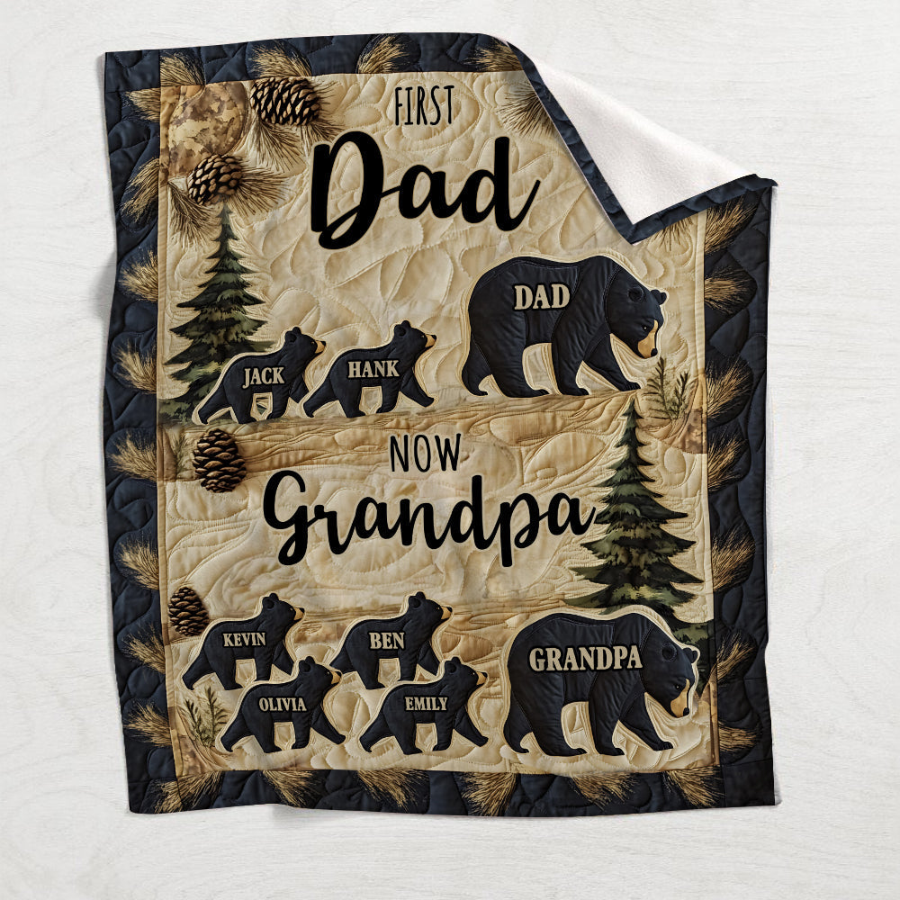 First Dad Now Grandpa - Personalized Grandpa Blanket