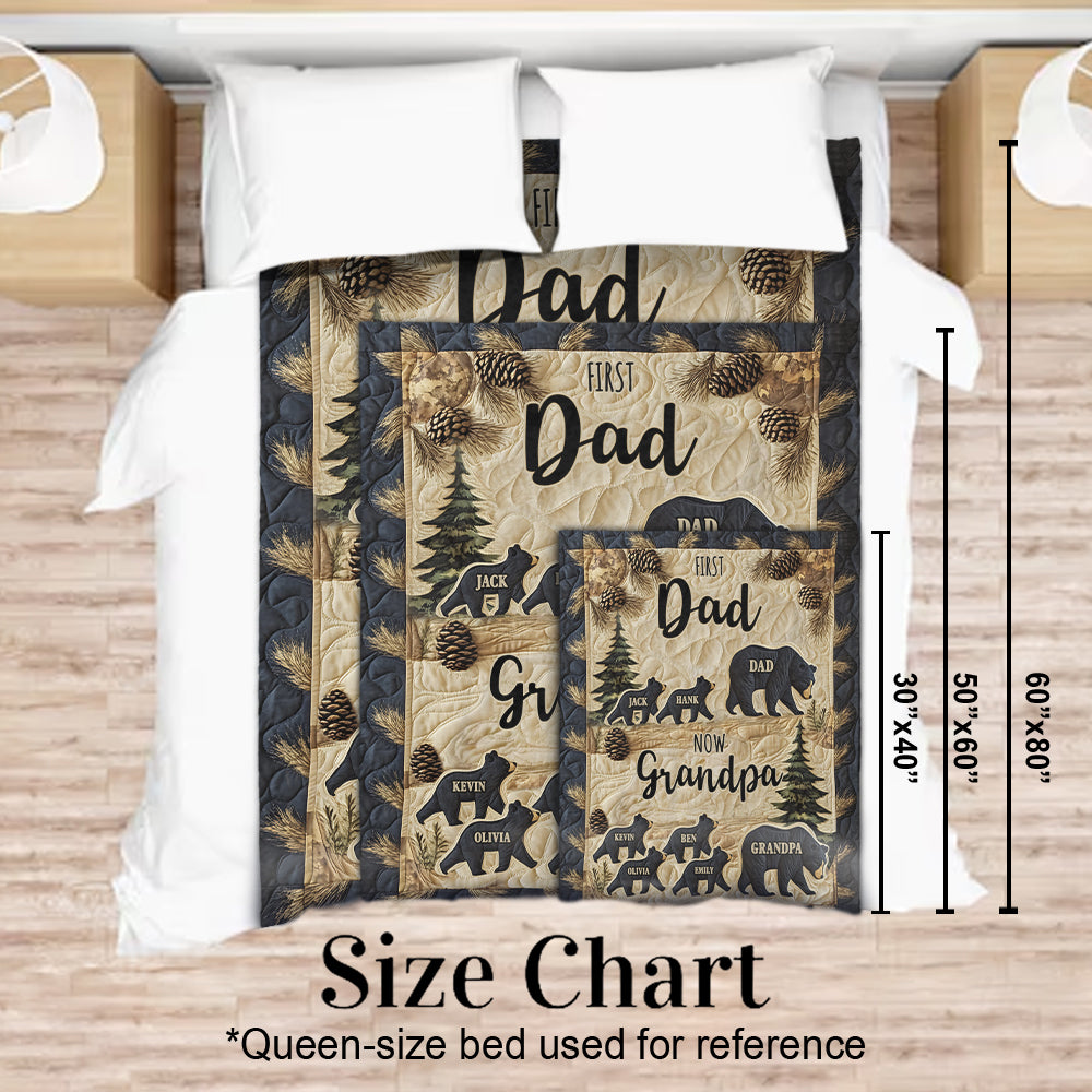 First Dad Now Grandpa - Personalized Grandpa Blanket