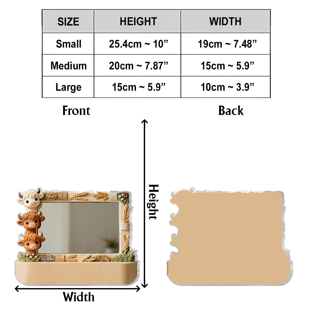 Adorables vaches des Highlands qui jettent un coup d'œil - Miroir de bureau personnalisé avec vaches des Highlands