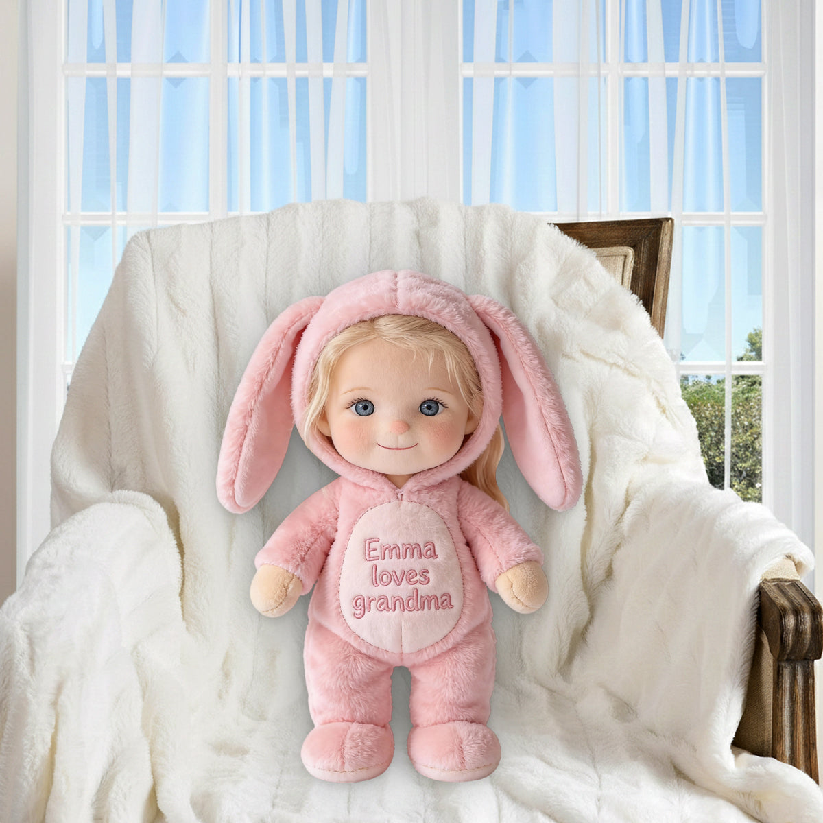 Any Photo Nana's Peeps Gift For Mom, Grandma - Personalized Grandma Premium Faux Fur Pillow