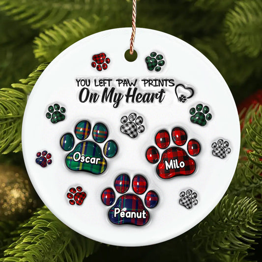 Paw Print - Personalized Dog Ceramic Circle Ornament