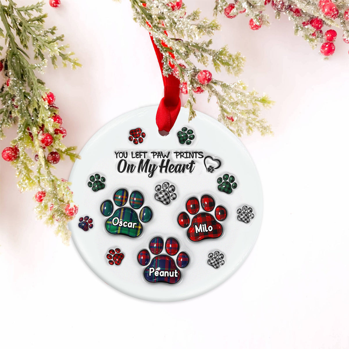 Paw Print - Personalized Dog Ceramic Circle Ornament