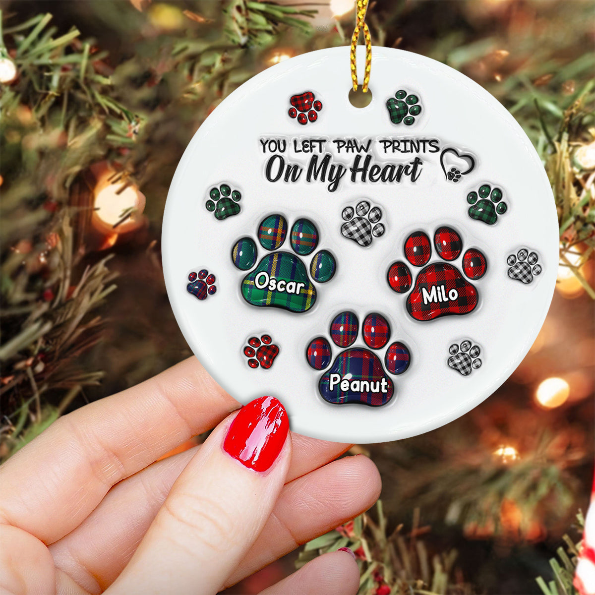 Paw Print - Personalized Dog Ceramic Circle Ornament