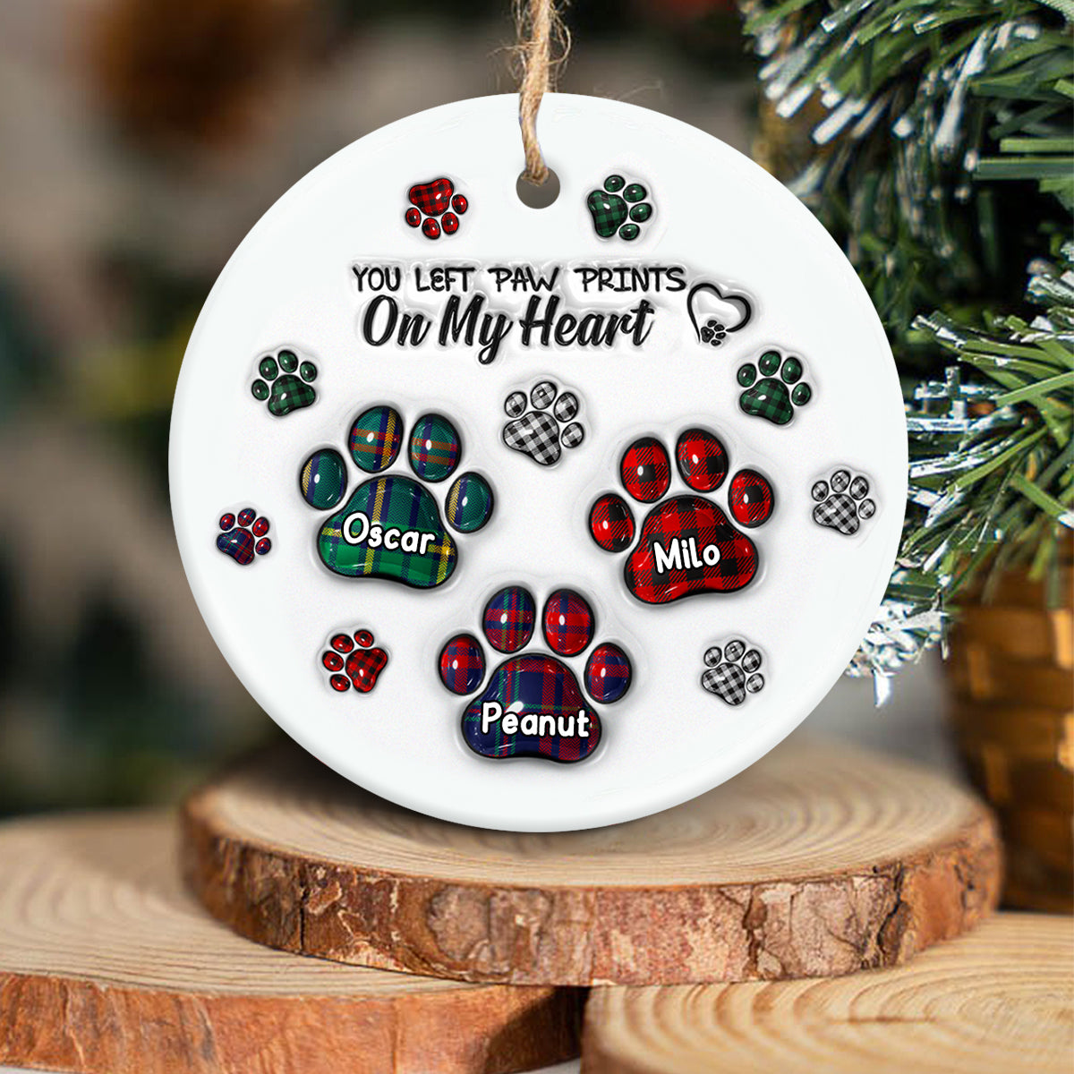 Paw Print - Personalized Dog Ceramic Circle Ornament
