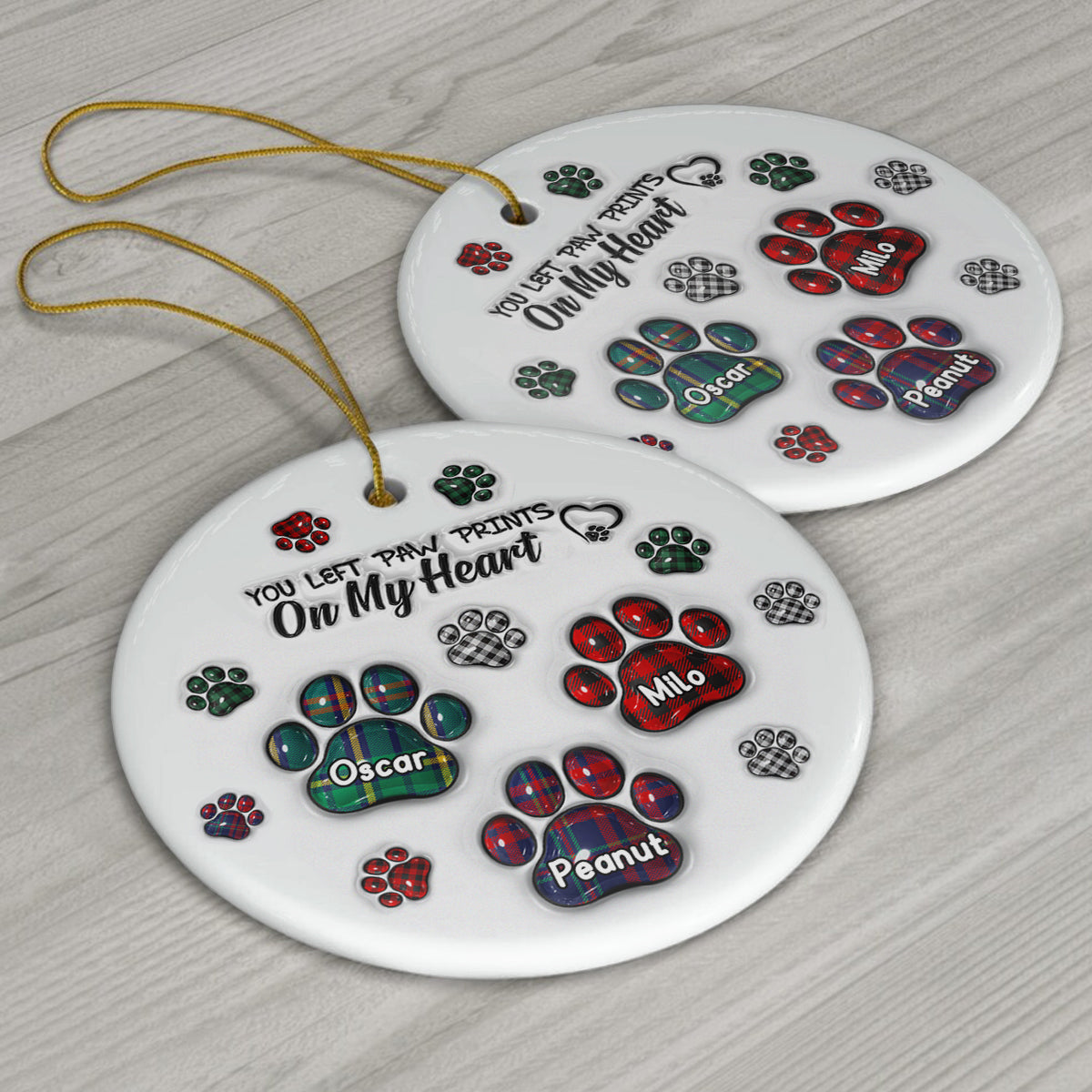 Paw Print - Personalized Dog Ceramic Circle Ornament