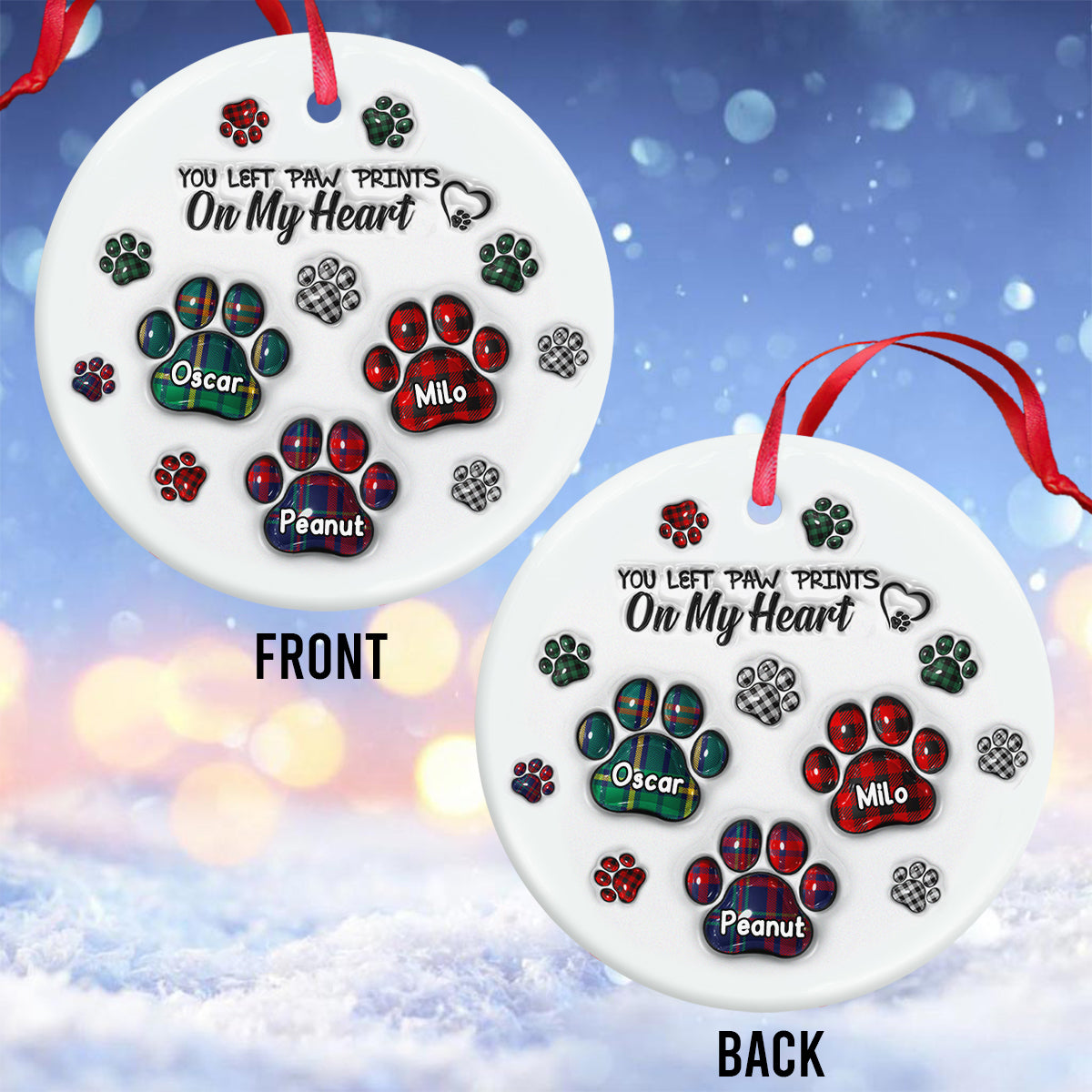 Paw Print - Personalized Dog Ceramic Circle Ornament