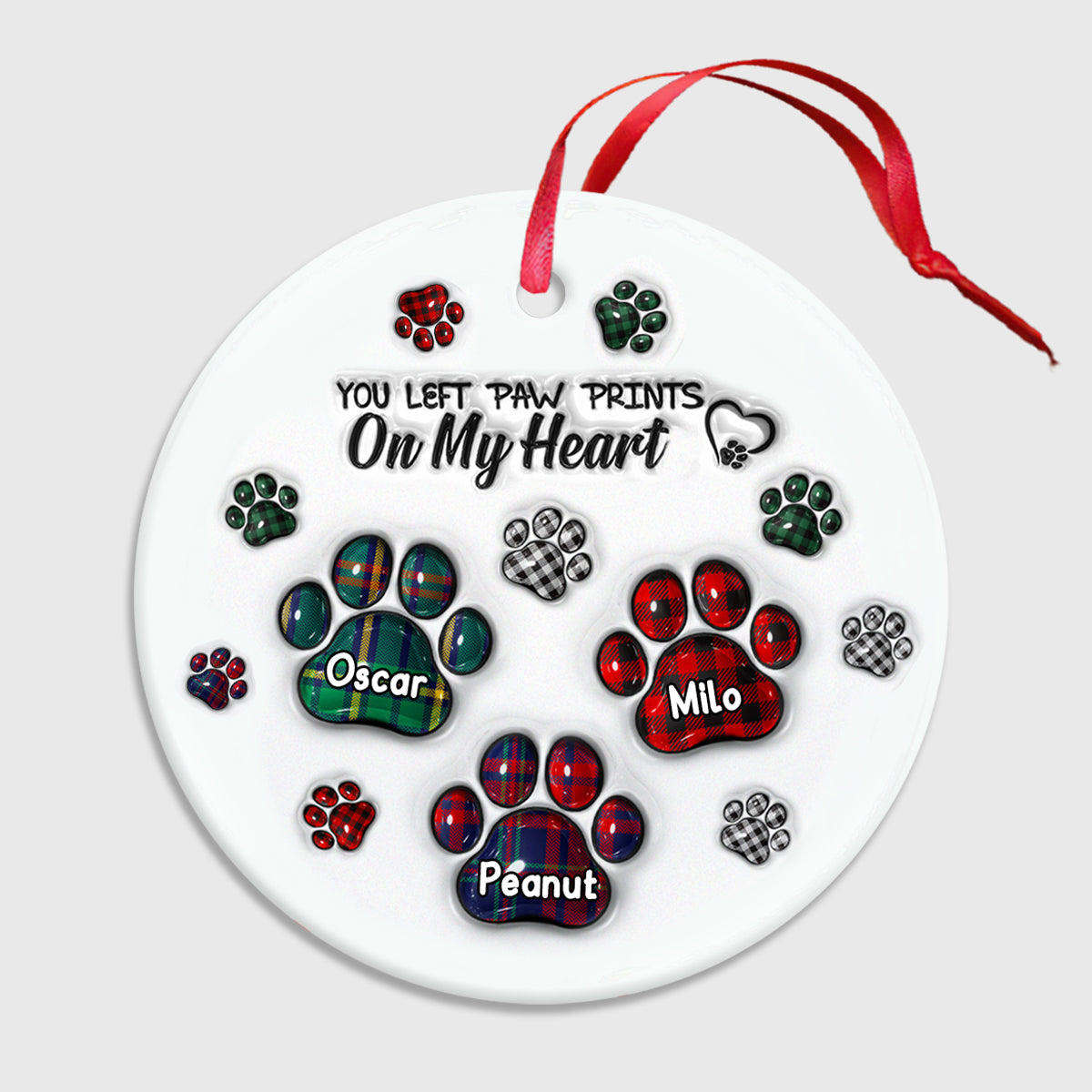 Paw Print - Personalized Dog Ceramic Circle Ornament