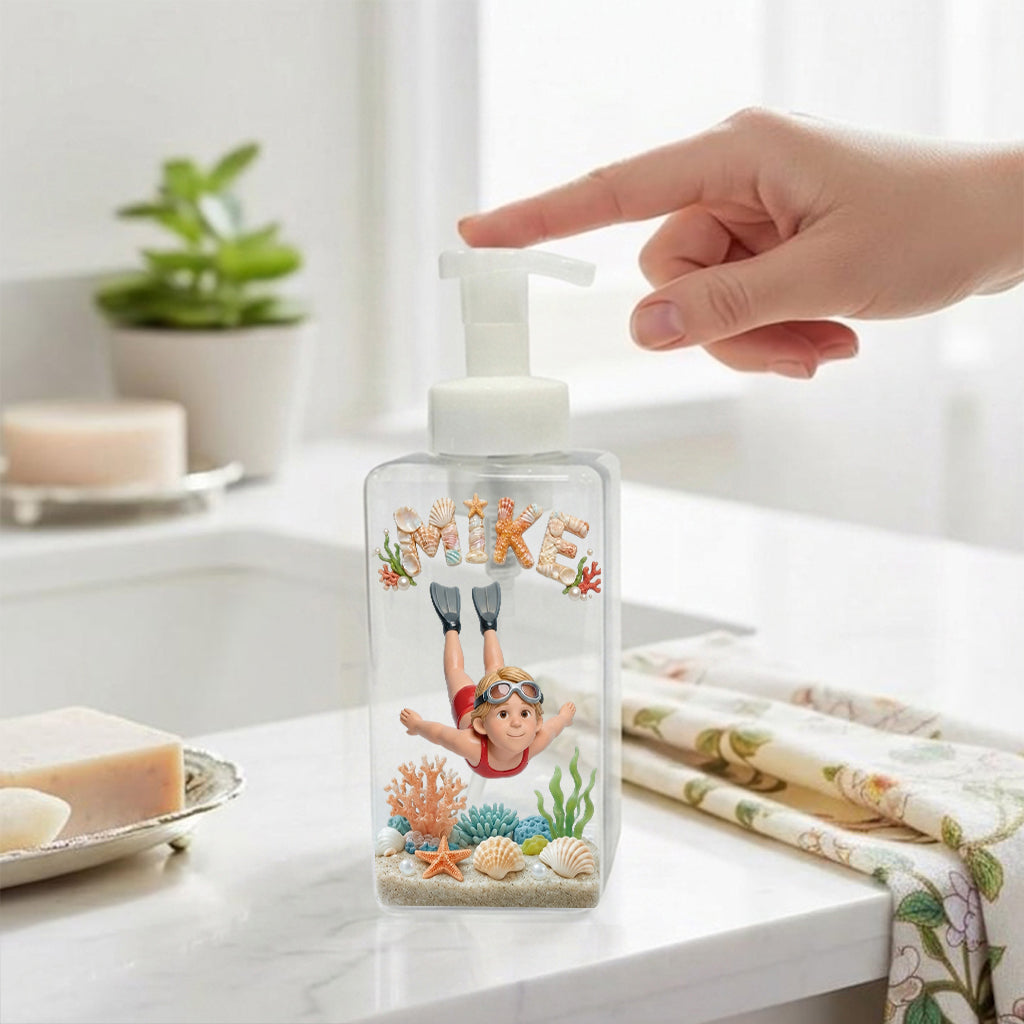 Funny Gift, Swim In The Bottle - Personalized Kid Pump Dispenser