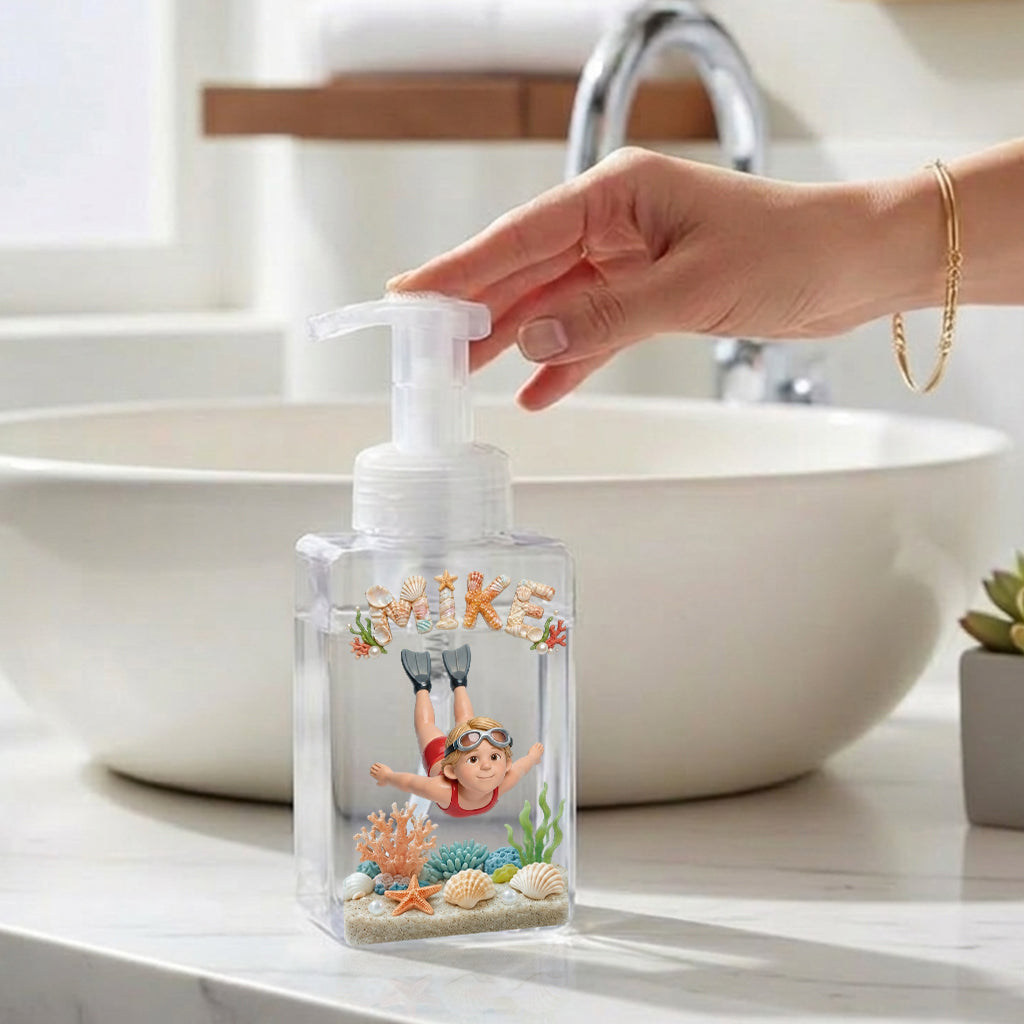 Funny Gift, Swim In The Bottle - Personalized Kid Pump Dispenser