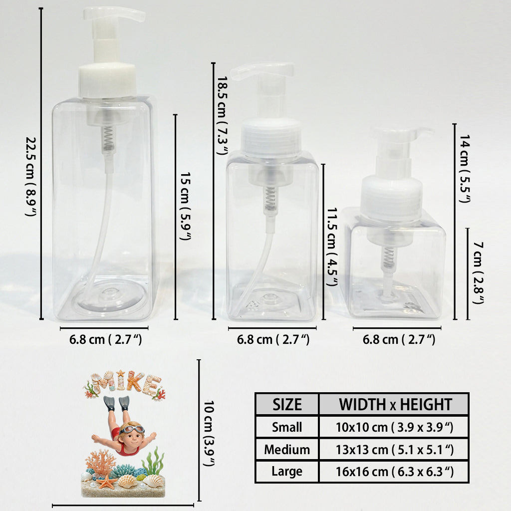 Funny Gift, Swim In The Bottle - Personalized Kid Pump Dispenser