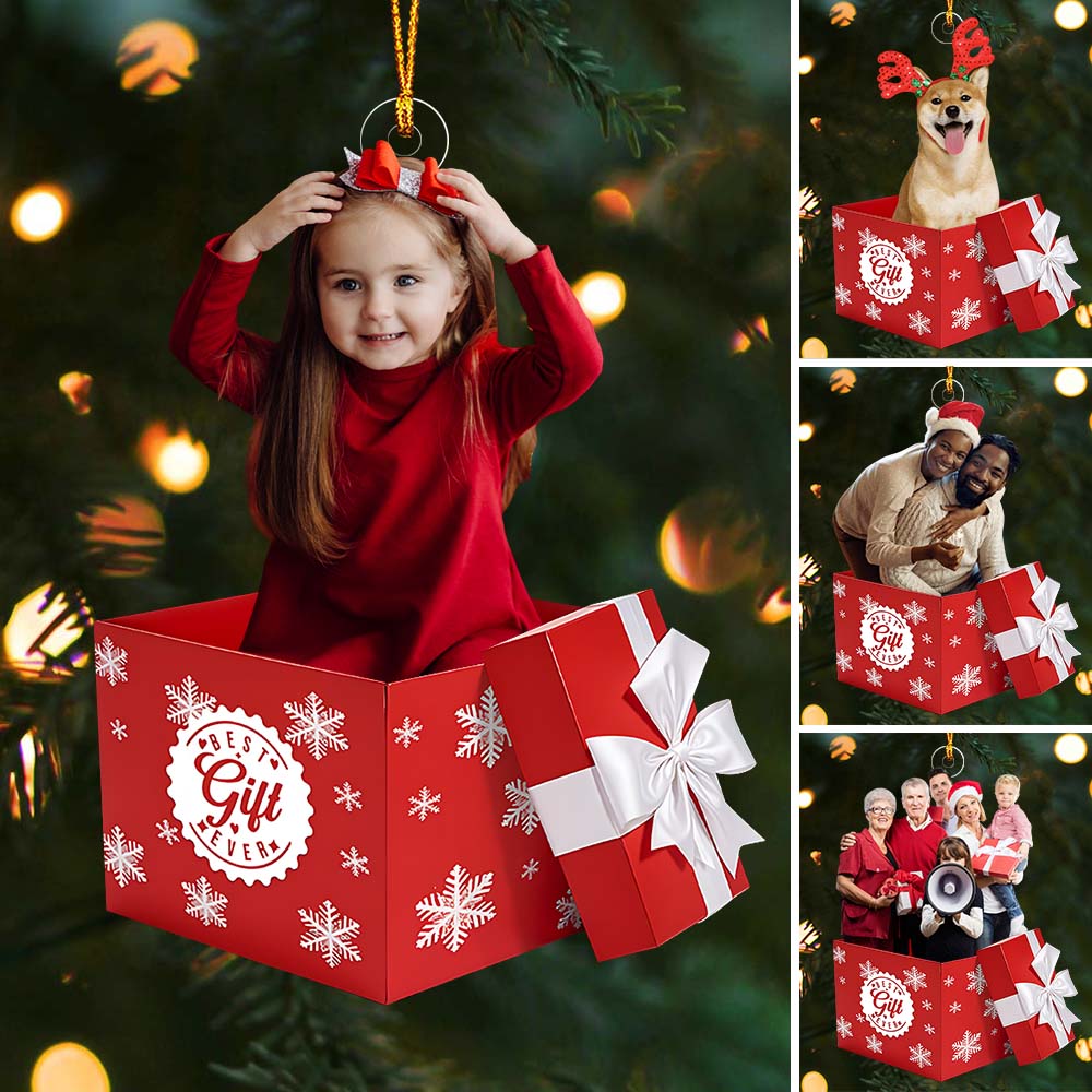 Le plus beau cadeau de tous les temps ! Téléchargement photo - Ornement familial personnalisé en forme de pièce unique