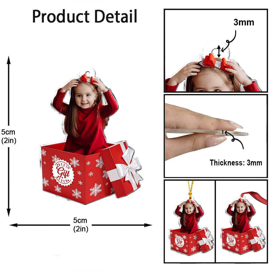 Le plus beau cadeau de tous les temps ! Téléchargement photo - Ornement familial personnalisé en forme de pièce unique